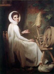 De Spinster Lady Emma Hamilton aan het Spinnewiel door George Romney