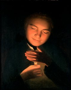 De broer van de kunstenaar James, met een kaars, 1761 door George Romney