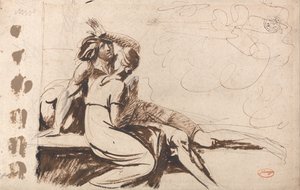 Twee geliefden (Man ontwaakt uit een droom) door George Romney