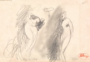 Twee schetsen van een naakte vrouw door George Romney
