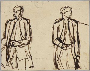 Twee staande mannelijke figuren door George Romney