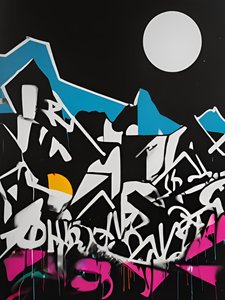 Maanverlichte metropool, 21e eeuw (schilderij) door George Rosaly