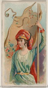Jaarlijkse Feest, Perzië, uit de serie Holidays N80 voor Duke merk sigaretten, 1890 door George S. Harris and Sons