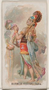 Birmees Festival, India, uit de serie Holidays N80 voor Duke merk sigaretten, 1890 door George S. Harris and Sons