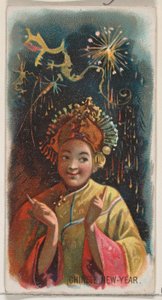 Chinees Nieuwjaar, uit de Holidays-serie N80 voor Duke sigaretten, 1890