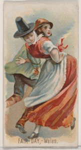 Kermisdag, Wales, uit de Feestdagen serie N80 voor Duke merk sigaretten, 1890 door George S. Harris and Sons