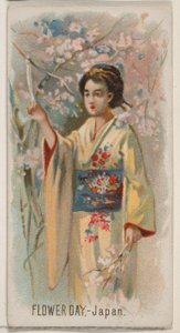 Bloemendag, Japan, uit de serie Holidays N80 voor Duke merk sigaretten, 1890 door George S. Harris and Sons