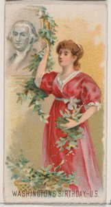 Verjaardag van George Washington, Verenigde Staten, uit de feestdagenset N80 voor Duke merk..., 1890 door George S. Harris and Sons