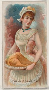 Thanksgiving Day, Verenigde Staten, uit de Holidays-serie N80 voor Duke merk sigaretten, 1890 door George S. Harris and Sons