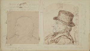 Studies van konijnen met superimposed portretten van William Blake en Henry Fuseli door George Samuel