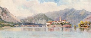 Baveno en Isola Pescatori, Lago Maggiore (kleurenlitho)
