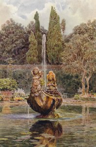 Italiaanse tuinen: Villa Aldobrandini, fontein in het parterre door George Samuel Elgood