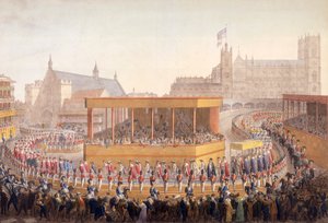 Kroningsprocessie van koning George IV, Westminster, Londen door George Scharf