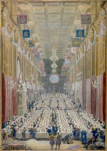 Uitzicht op het diner van de Lord Mayor in de Guildhall, City of London door George Scharf