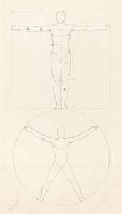 Cirkel en Vierkant van de Menselijke Figuur door George Scharf after John Flaxman