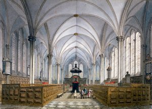 Interieur van Temple Church, Londen, 1811 door George Shepherd