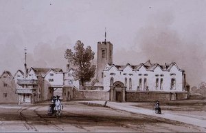 Highgate School en Kapel, ca.1840 door George Sidney Shepherd