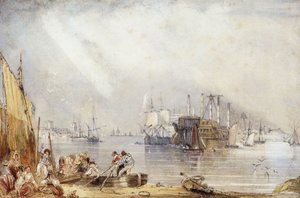 Haven van Portsmouth vanaf Gosport door George Sidney Shepherd