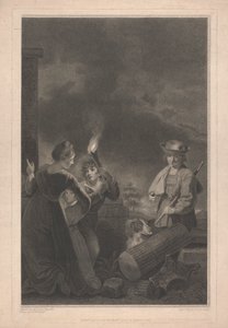 Westelijk raam van de kapel, New College Oxford: Herderjongen en hond, deel van het kerstvenster door George Siegmund Facius
