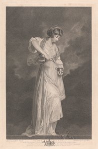 Westraam van de kapel, New College Oxford: Deugden - Gematigdheid door George Siegmund Facius