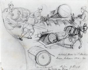 Bierdragers en paard, ca. 1820-30 door George Snr Scharf