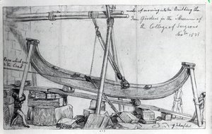 Het verplaatsen van de ijzeren balken die werden gebruikt om het Hunterian Museum bij het Royal College of Surgeons te bouwen, 1835 door George Snr Scharf