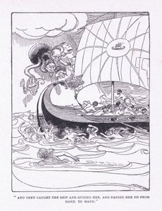 En ze vingen het schip en leidden haar, en gaven haar door van hand tot hand, uit The Heroes gepubliceerd door George Allen en Unwin 1929 door George Soper