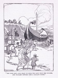 Het goede schip Argo sprong van het zand op rollen en schoot vooruit als een dappere paard, uit The Heroes gepubliceerd door George Allen en Unwin 1929