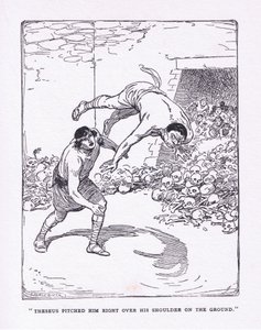 De zee gooide hem recht over zijn schouder op de grond, uit The Heroes gepubliceerd door George Allen en Unwin 1929 door George Soper