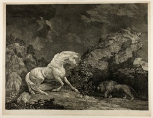 Een Paard Geschrokken door een Leeuw door George Stubbs