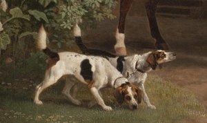 Detail van William Henry Cavendish Bentinck, 3e hertog van Portland voor de stallen van Welbeck Abbey door George Stubbs