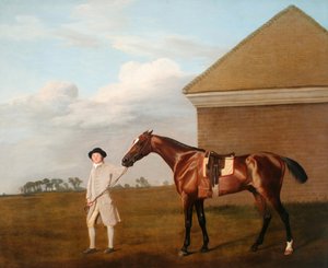 Vuurstaart met zijn Trainer bij het Rubbing-Down Huis op Newmarket Heath door George Stubbs