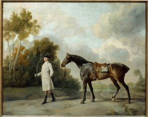 Portret van Assheton, Eerste Burggraaf Curzon en zijn merrie Maria Schilderij door George Stubbs (1724-1806) Zon. 1x1,28 m