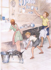 Moeder helpen in de keuken, uit Pets Limited uitgegeven door Collins