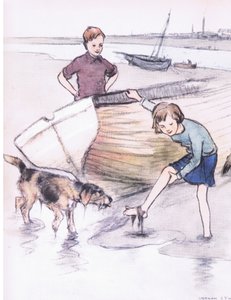 Vicky en Bill met Rosie, uit Mudlarks uitgegeven door Collins
