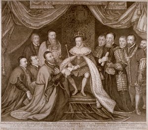 Edward VI ondertekent een charter dat Bridewell aan de stad Londen geeft voor een werkhuis, 1552 door George Vertue