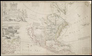 Kaart van Noord-Amerika, ca. 1720