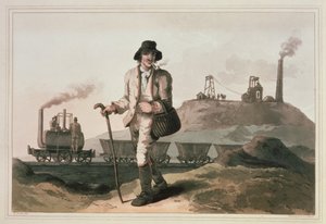 Blenkinsop-locomotief bij Middleton-mijn in de buurt van Leeds, gegraveerd door Robert en Daniel Havell, 1814 door George Walker