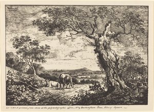 Landschap met Twee Koeien door George Walker