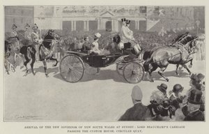 Aankomst van de nieuwe gouverneur van New South Wales in Sydney, Lord Beauchamp