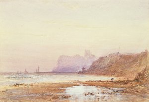 Kust bij Whitby met de abdij op de achtergrond