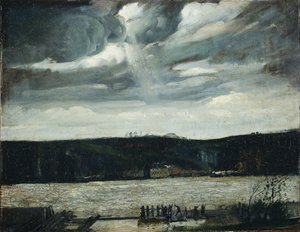 Een bewolkte dag (Hudson River: naderende bui) door George Wesley Bellows