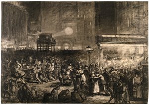 Verkiezingsnacht Times Square door George Wesley Bellows