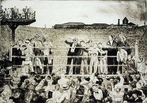 Introductie van Georges Carpentier: het Dempsey-Carpentier gevecht door George Wesley Bellows