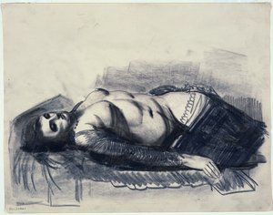 Odalisque (potlood op papier) door George Wesley Bellows