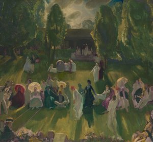 Tennis in Newport, 1919 door George Wesley Bellows