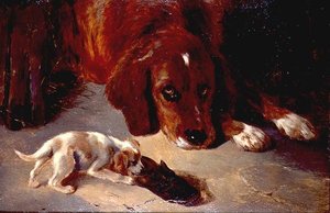 Een nieuwsgierige puppy door George Wiliam Horlor