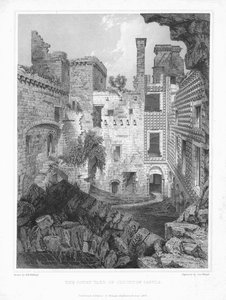 De binnenplaats van Crichton Castle, ca. 1847