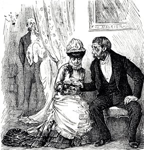 Een cartoon over de populariteit van handlezen onder de rijken door George du Maurier