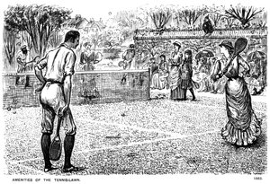 Voorzieningen van het tennisveld door George du Maurier